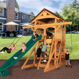 New - Olympian Treehouse XL Space Saver 2 Swing Set
