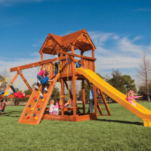 7.0 MegaDeck Fort w/ Wood Roof and Yellow DoubleWall Scoop Slide