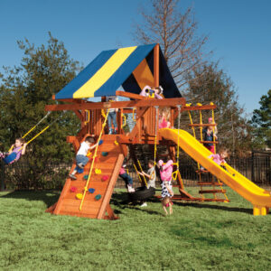 5.8 Jaguar Playcenter - Small Backyard w/BYB Tarp and Yellow DoubleWall Scoop Slide