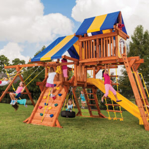 5.8 Jaguar Playcenter w/BYB Tarp, 4x6 Monkey Bars, Loft and Yellow DoubleWall Scoop